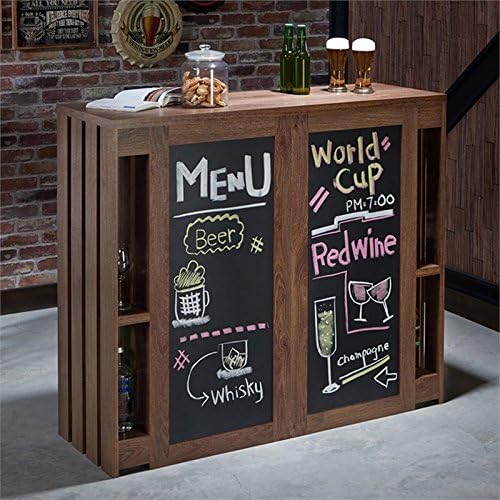 Contemporary Wood Bar Cabinet in Distressed Walnut P7964