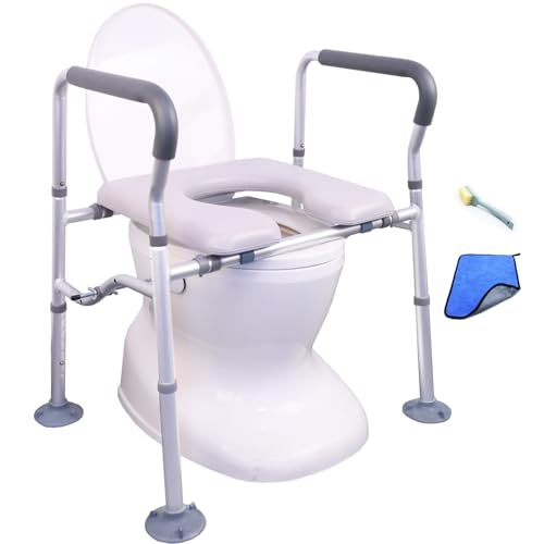 Raised Toilet Seat with Handles up to 450lbs, Wide Padded Elevated Toilet Seat Y150