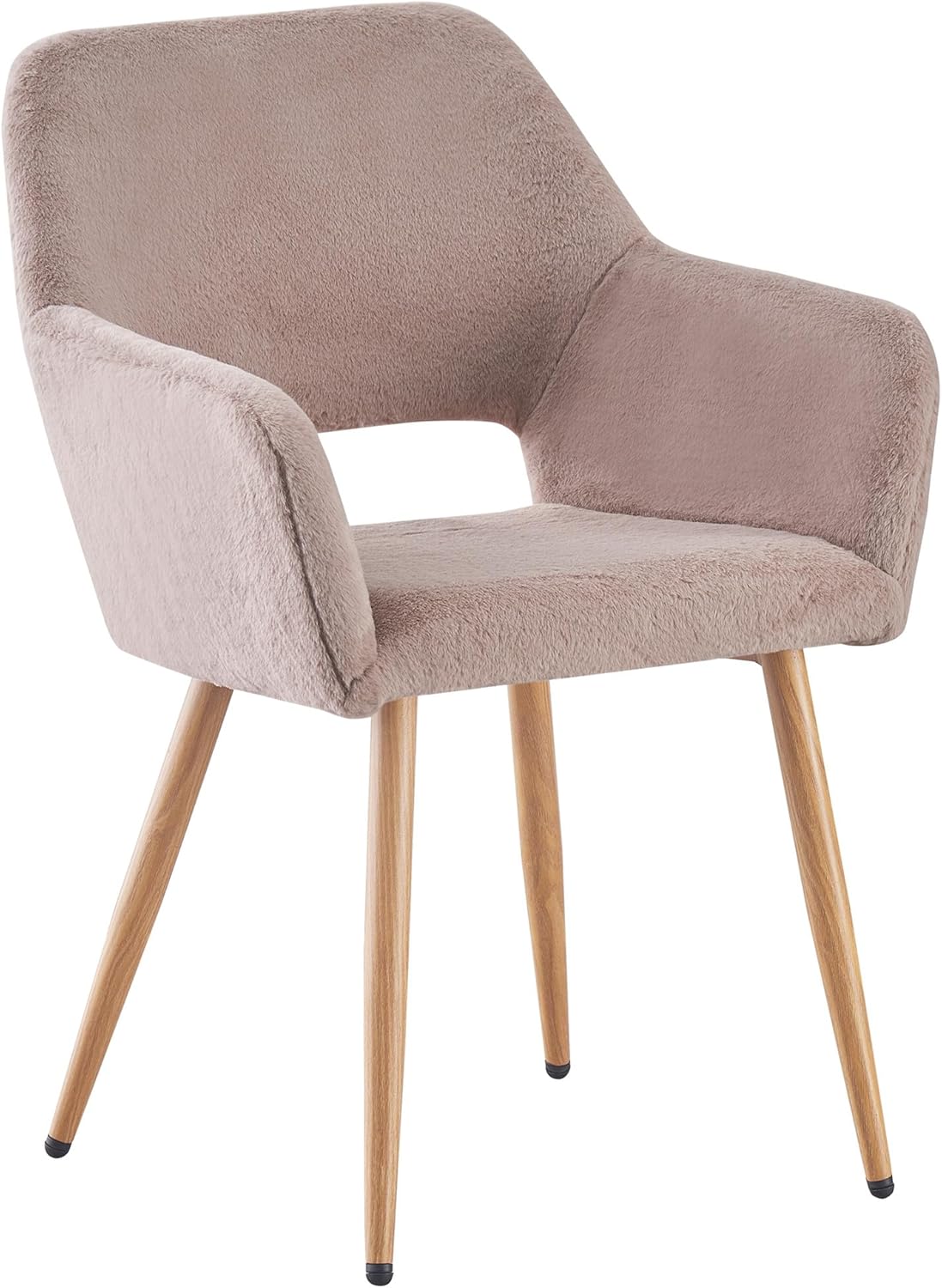 Grey Faux Fur Side Chair with Wood Metal Legs A856958