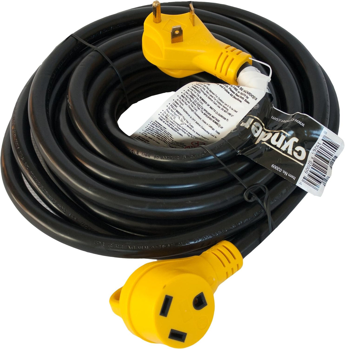 30 Amp RV Electrical Power Extension Cord 50 ft Yellow C47413