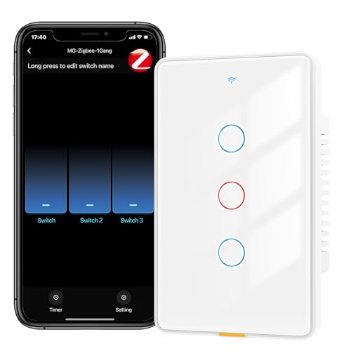 Black 3 Gang Zigbee Smart Touch Wall Light Switch H131701