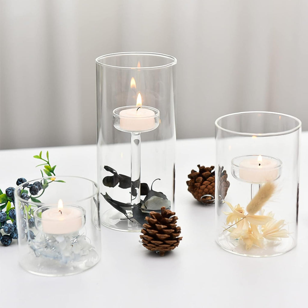 Clear Cylinder Hurricane Glass Candle Holder Set of 3 K176759