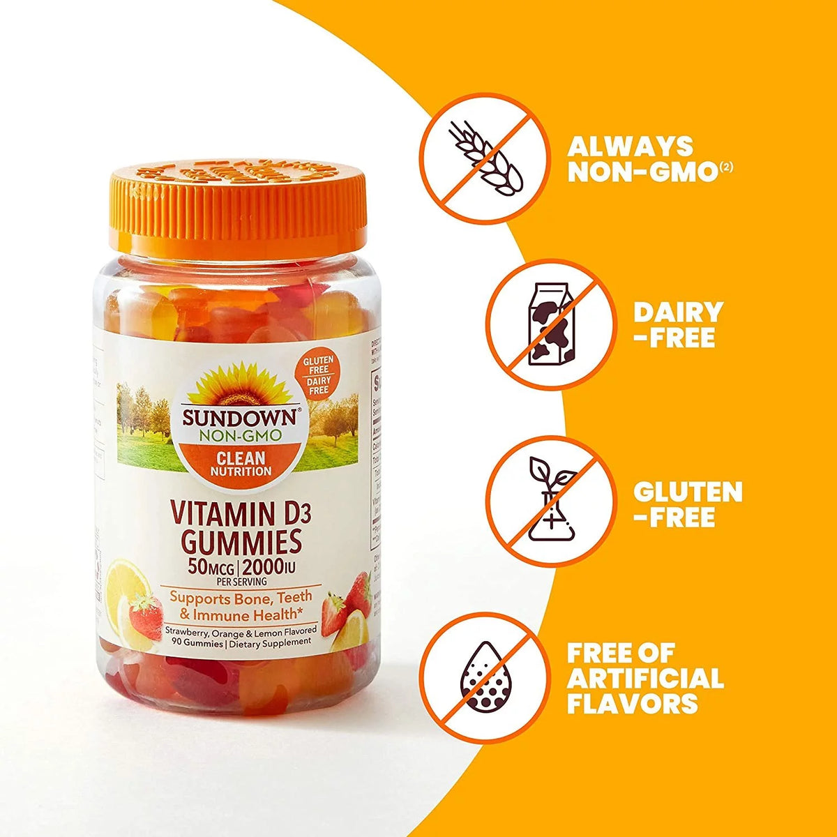 Vitamin D3 2000 IU Gummies, 90 ea (Pack of 6) Y742728