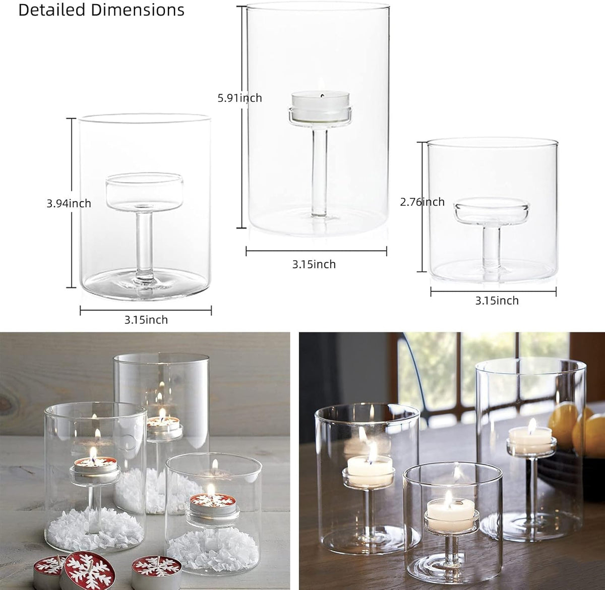 Clear Cylinder Hurricane Glass Candle Holder Set of 3 K176759