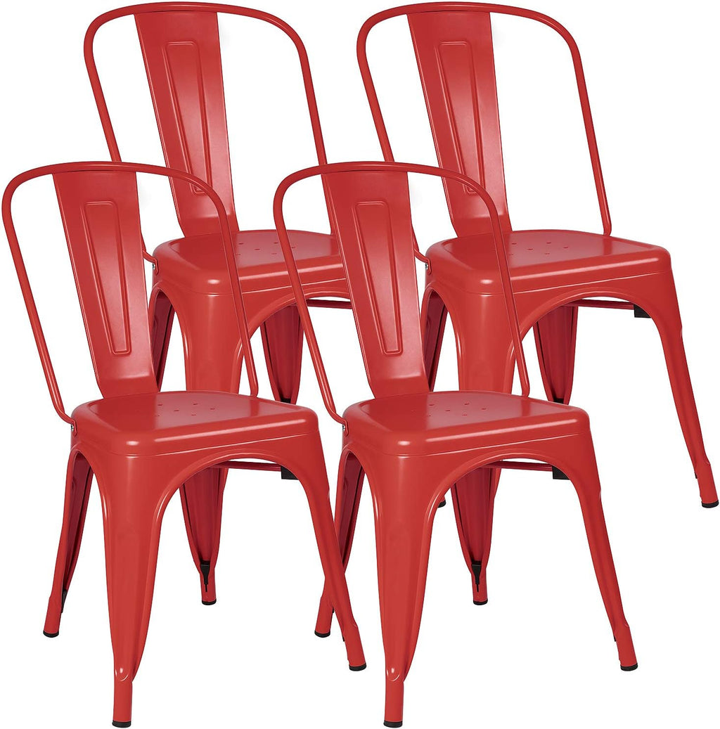 Grey Metal Stackable Dining Chairs Set of 4 C82964