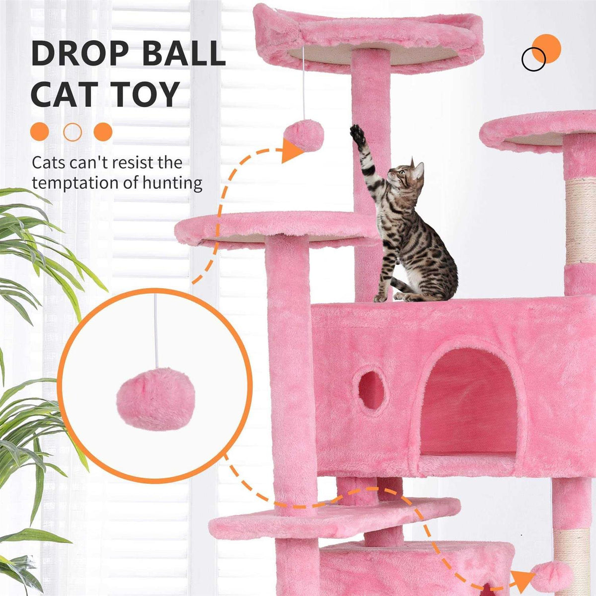 54in Cat Tree Tower with Scratching Posts F7158