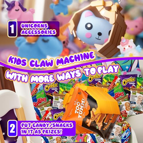 Large Claws Machines for Kids, Unicorns Toys, Candy Dispenser Games Mini Vending Toy with Slap Bracelet E656