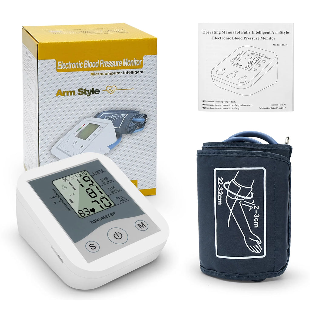 Arm Sphygmomanometer LCD Digital Display Pulse Scanning Oscillometry L73466