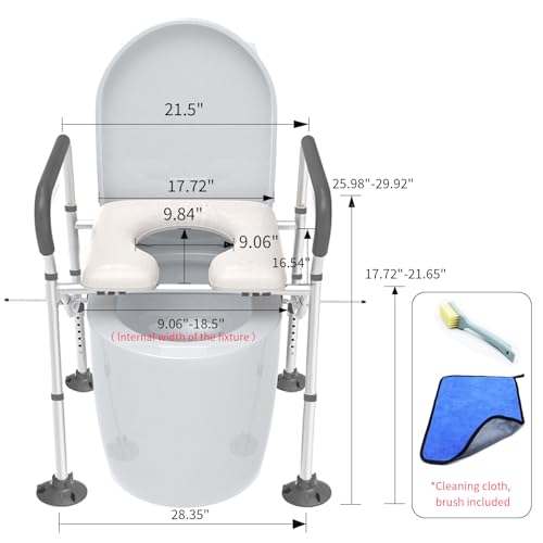 Raised Toilet Seat with Handles up to 450lbs, Wide Padded Elevated Toilet Seat Y150