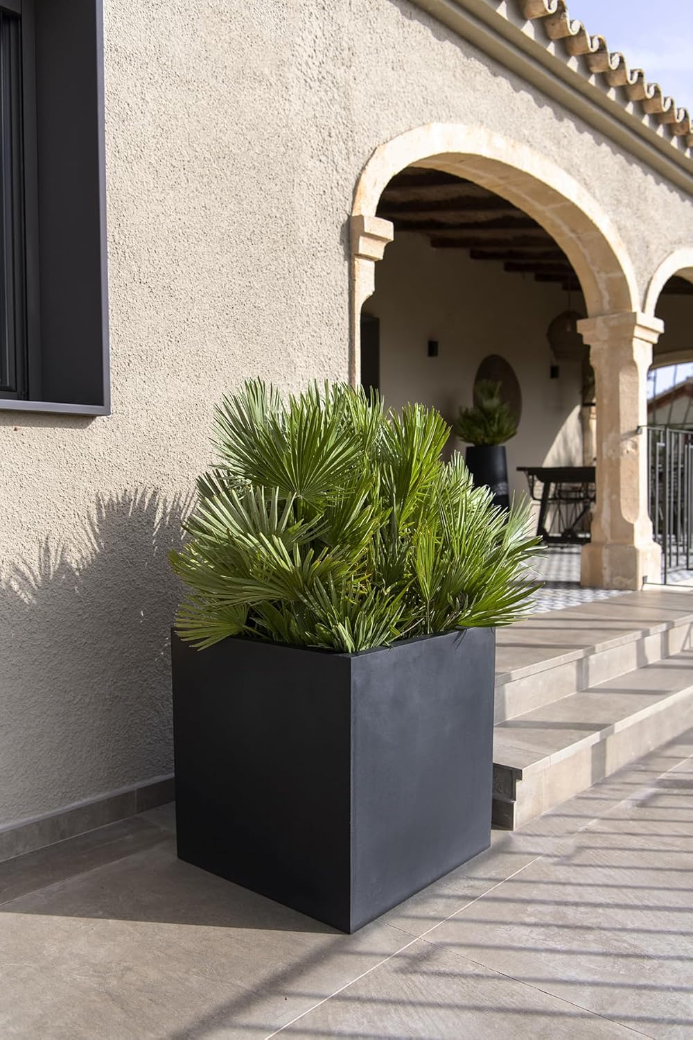 Black Fiberstone Square Planter L825