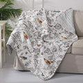 Grey Toile Cotton Full/Queen Quilt Set with Two Standard Pillow Shams P289467