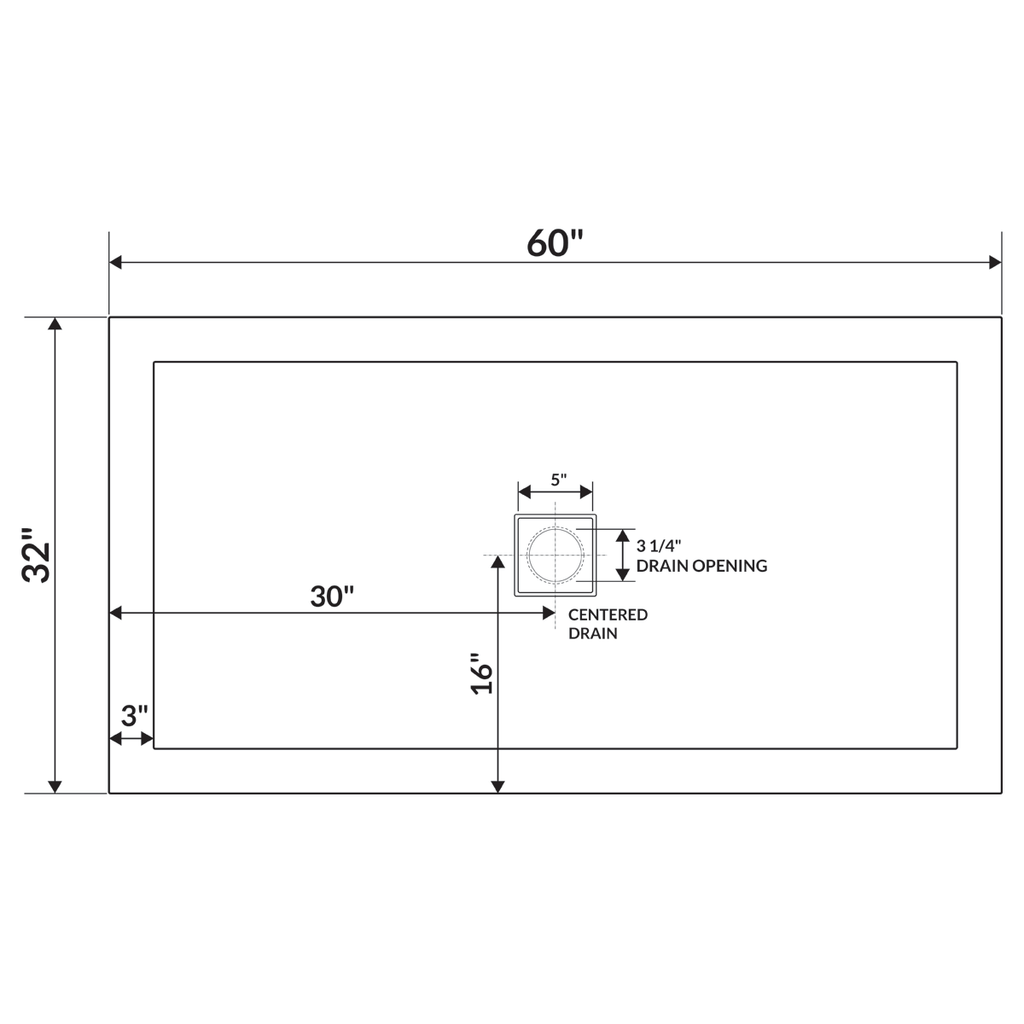 60 x 32 Single Threshold Shower Pan Base B389