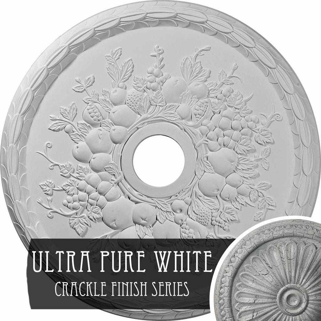 Grape Ceiling Medallion Hand-Painted Ultra Pure White Crackle U89876