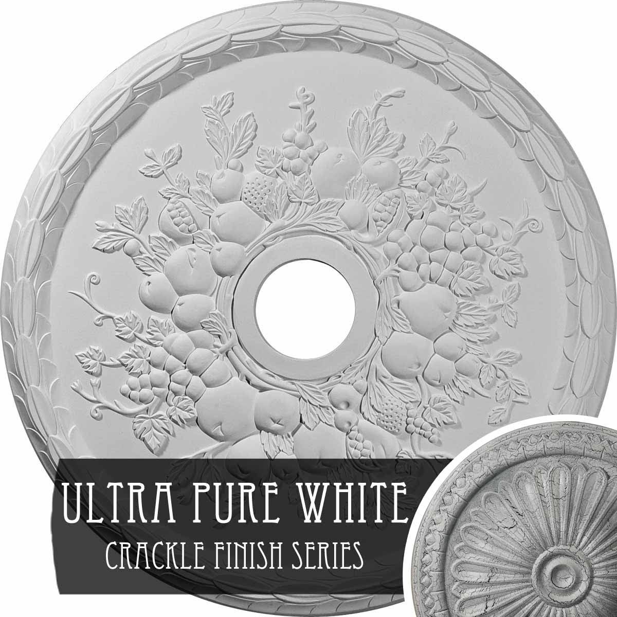 Grape Ceiling Medallion Hand-Painted Ultra Pure White Crackle U89876