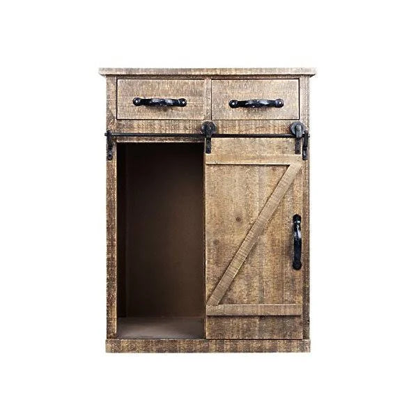 Rustic Wood End Table Console Cabinet Storage Cabinet W576132