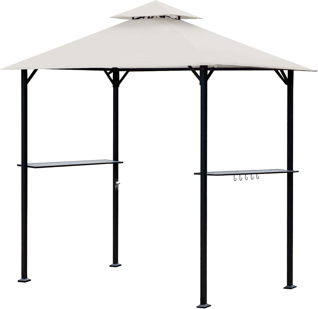 8 x 5 Ft Grill Gazebo with Steel Shelves and LED Lights X450503