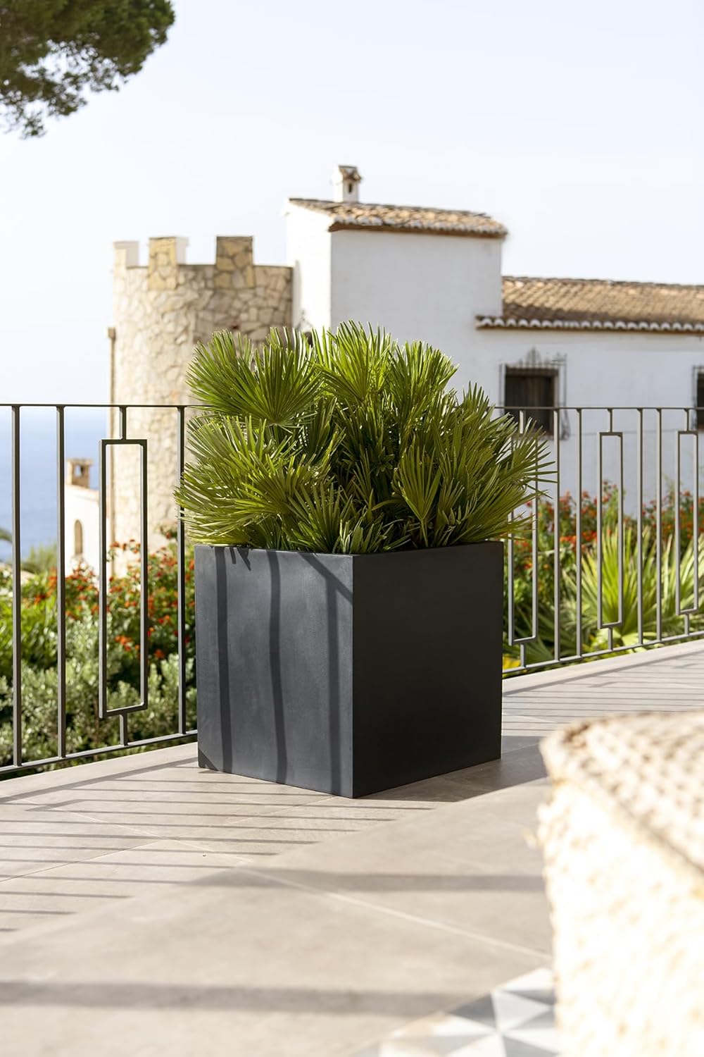 Black Fiberstone Square Planter L825