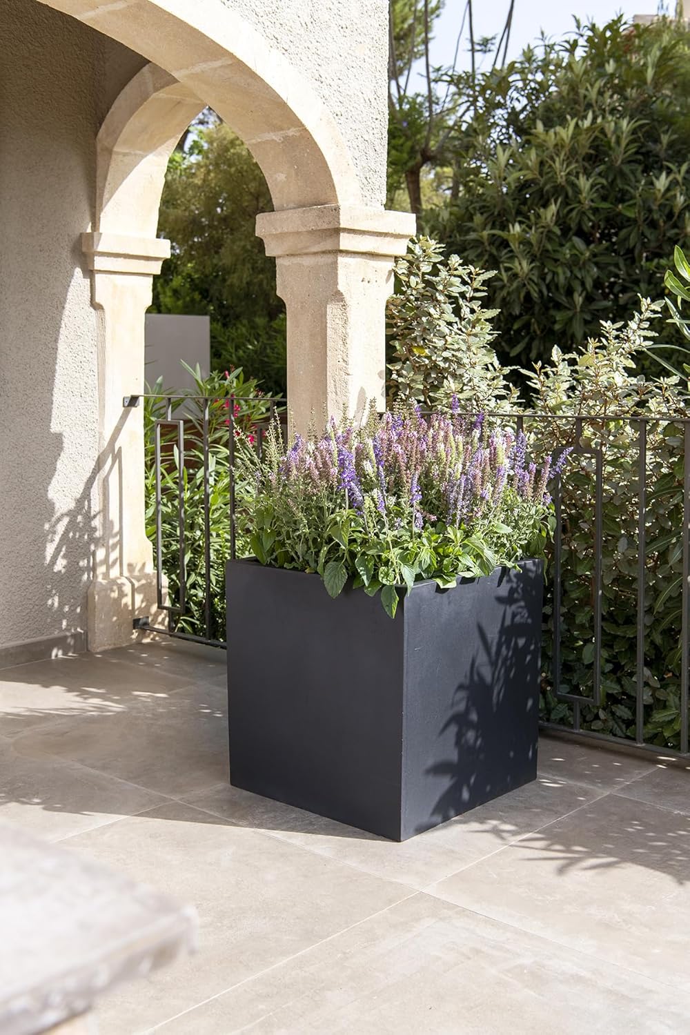 Black Fiberstone Square Planter L825