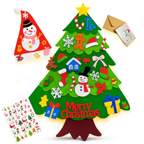 4-in-1 Felt Christmas Tree Wall Set with 32 Velcro Ornaments I842449