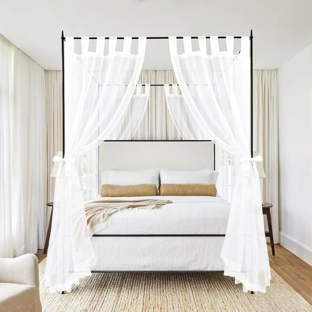8 Panels White Sheer Canopy Curtains (42"x74") D9346