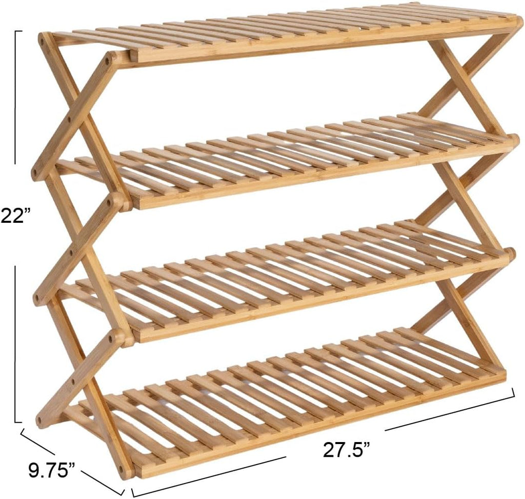 4-Tier Bamboo Folding Shoe Rack X939038
