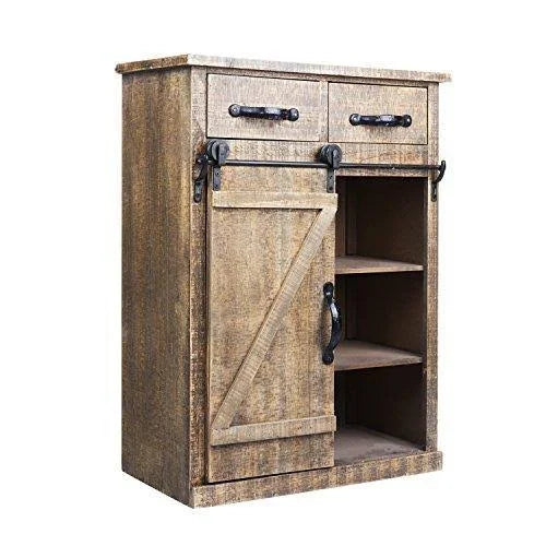Rustic Wood End Table Console Cabinet Storage Cabinet W576132