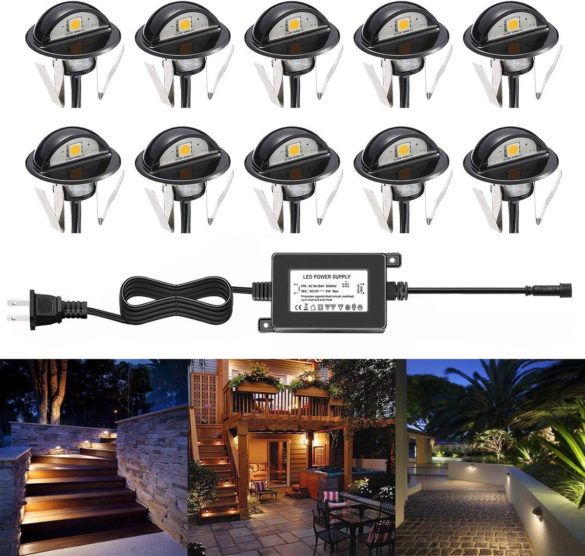 Low Voltage IP65 Bronze LED Deck Stair Lights, Pack of 10 Y2212