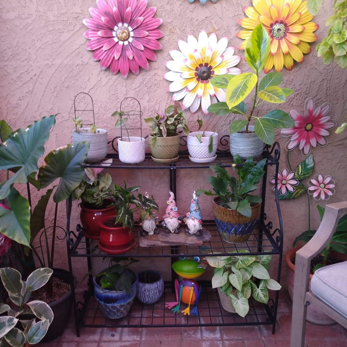 Large Flower Stand Plant Display Freestanding Metal 3-Tier Storage Rack I658088