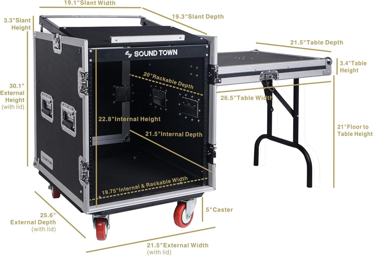 14U PA DJ Rack/Road ATA Case with 11U Slant Mixer Top J939