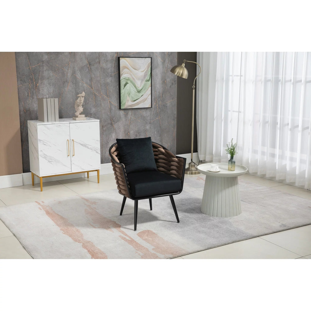 Black Velvet Barrel Chair Z430941