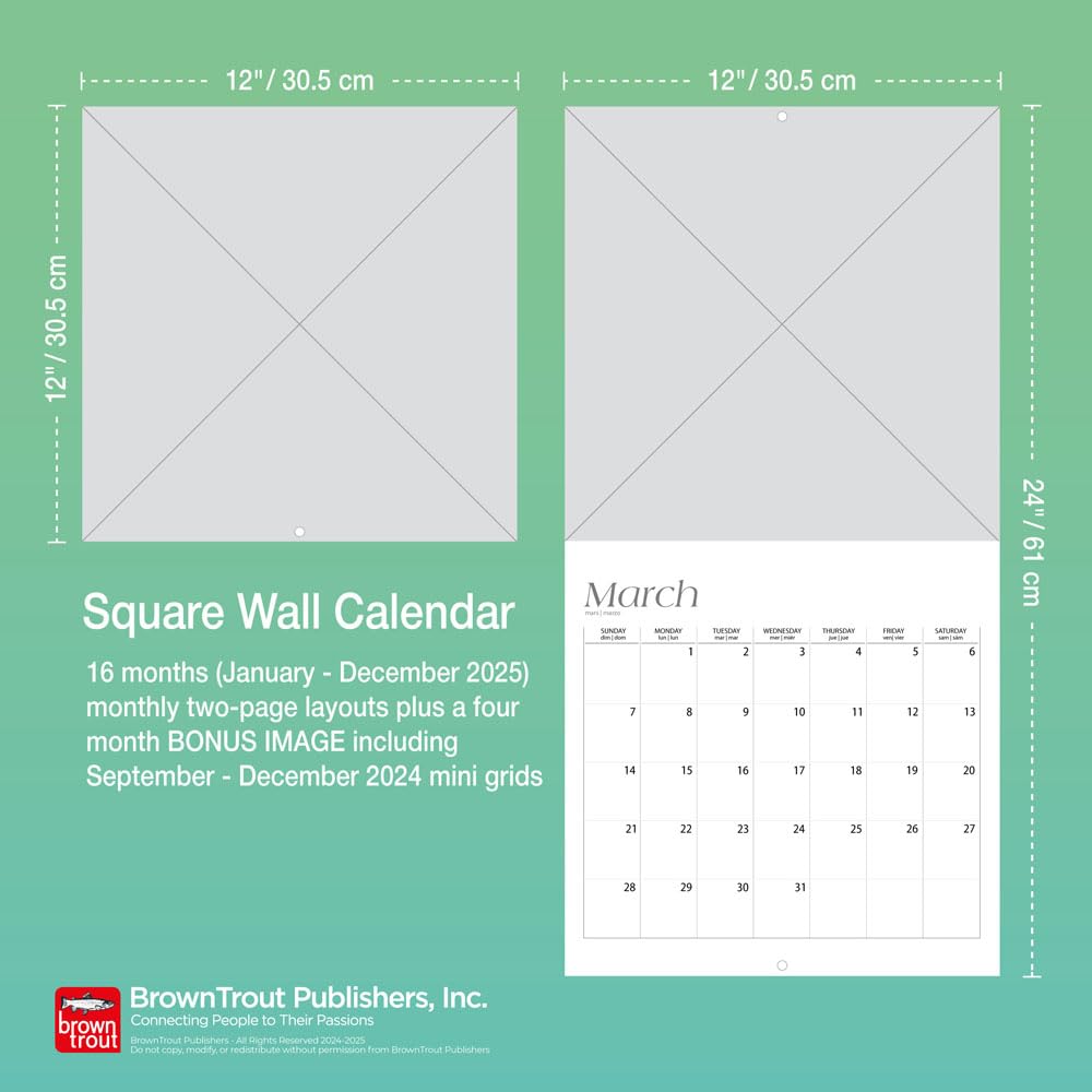 12 x 24 Inch Monthly Square Wall Calendar T573