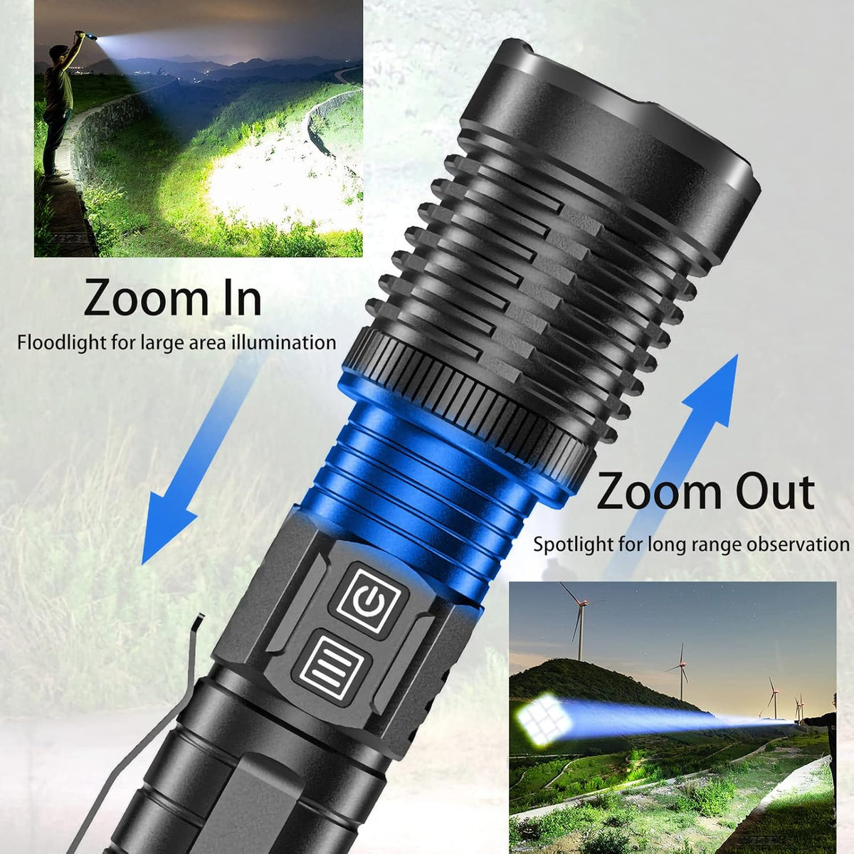 30000 Lumens Rechargeable LED Flashlight F5551