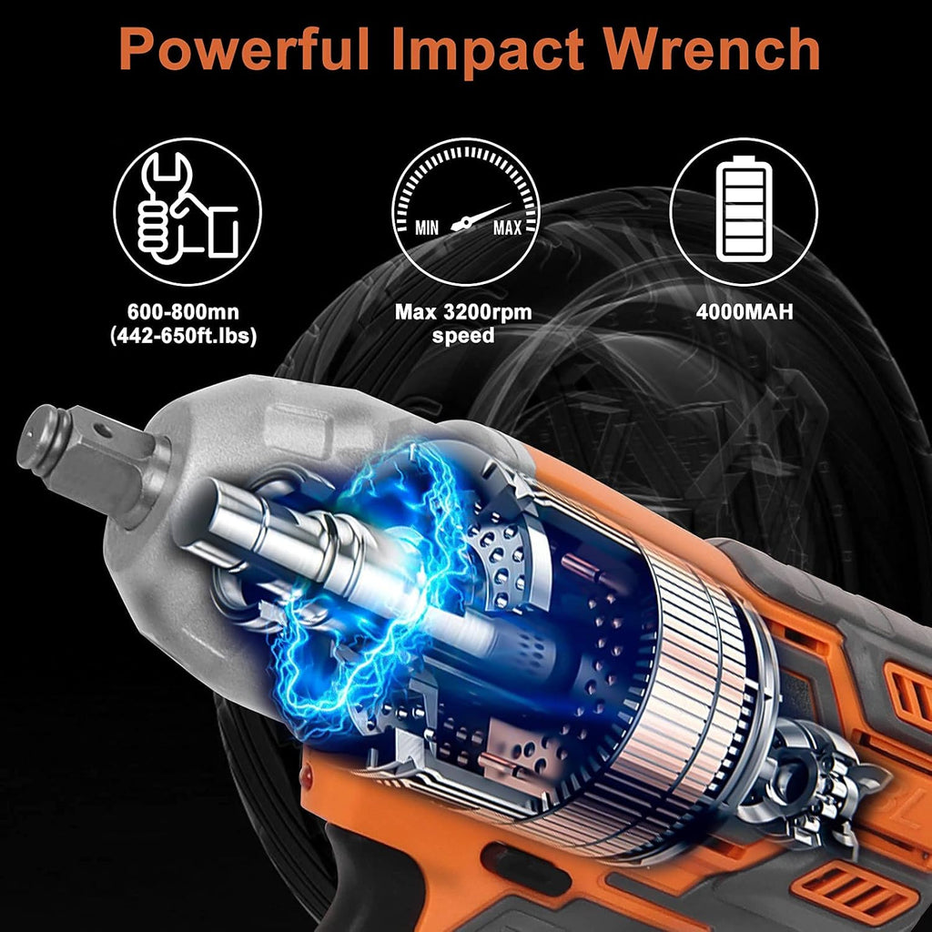 21V Cordless Impact Wrench Kit 4.0Ah Li-ion Battery L609595