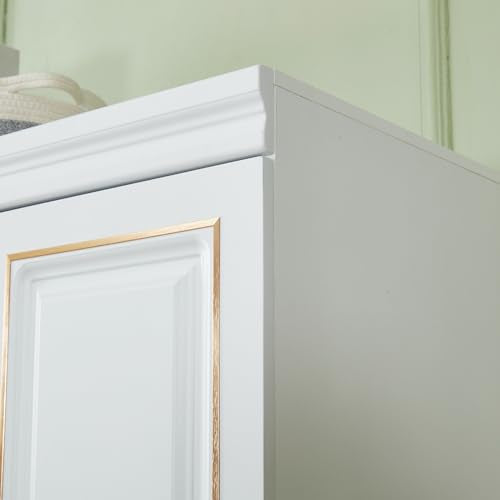 White Wood Storage Closet with Doors and Hanging Rod Z3726