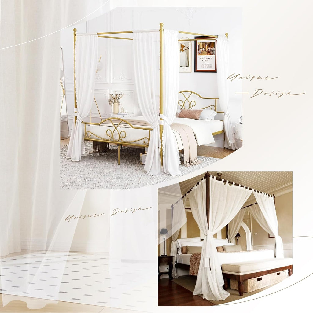 8 Panels White Sheer Canopy Curtains (42"x74") D9346