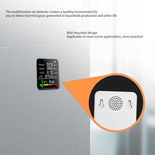 6 in 1 CO2 Meter Humidity Temperature PM2.5 TVOC HCHO Detector Black F5327