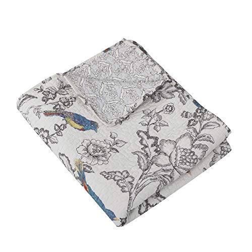 Grey Toile Cotton Full/Queen Quilt Set with Two Standard Pillow Shams P289467