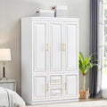 White Wood Storage Closet with Doors and Hanging Rod Z3726