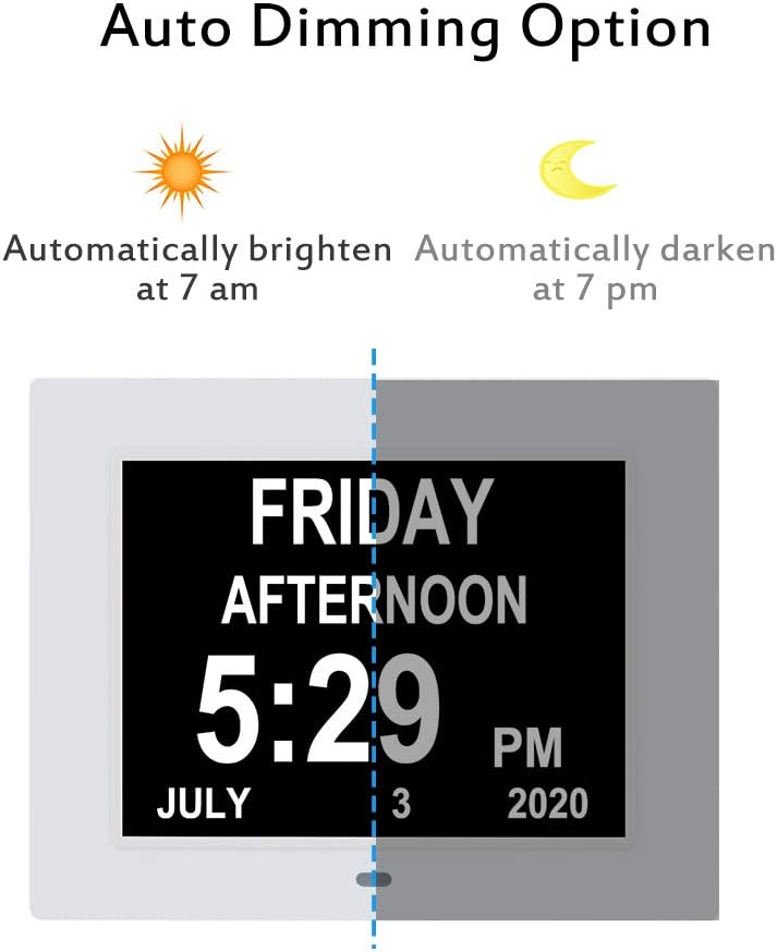 Digital Calendar Day Alarm Clock with 8 Alarm Reminders, 7 inch White G874801