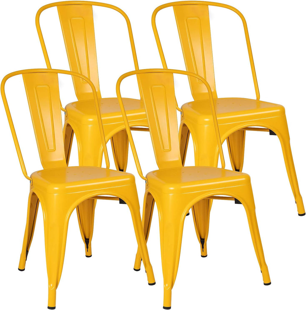 Grey Metal Stackable Dining Chairs Set of 4 C82964
