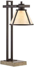 Bronze Wood Table Lamp with USB and AC Power Outlet Q90087