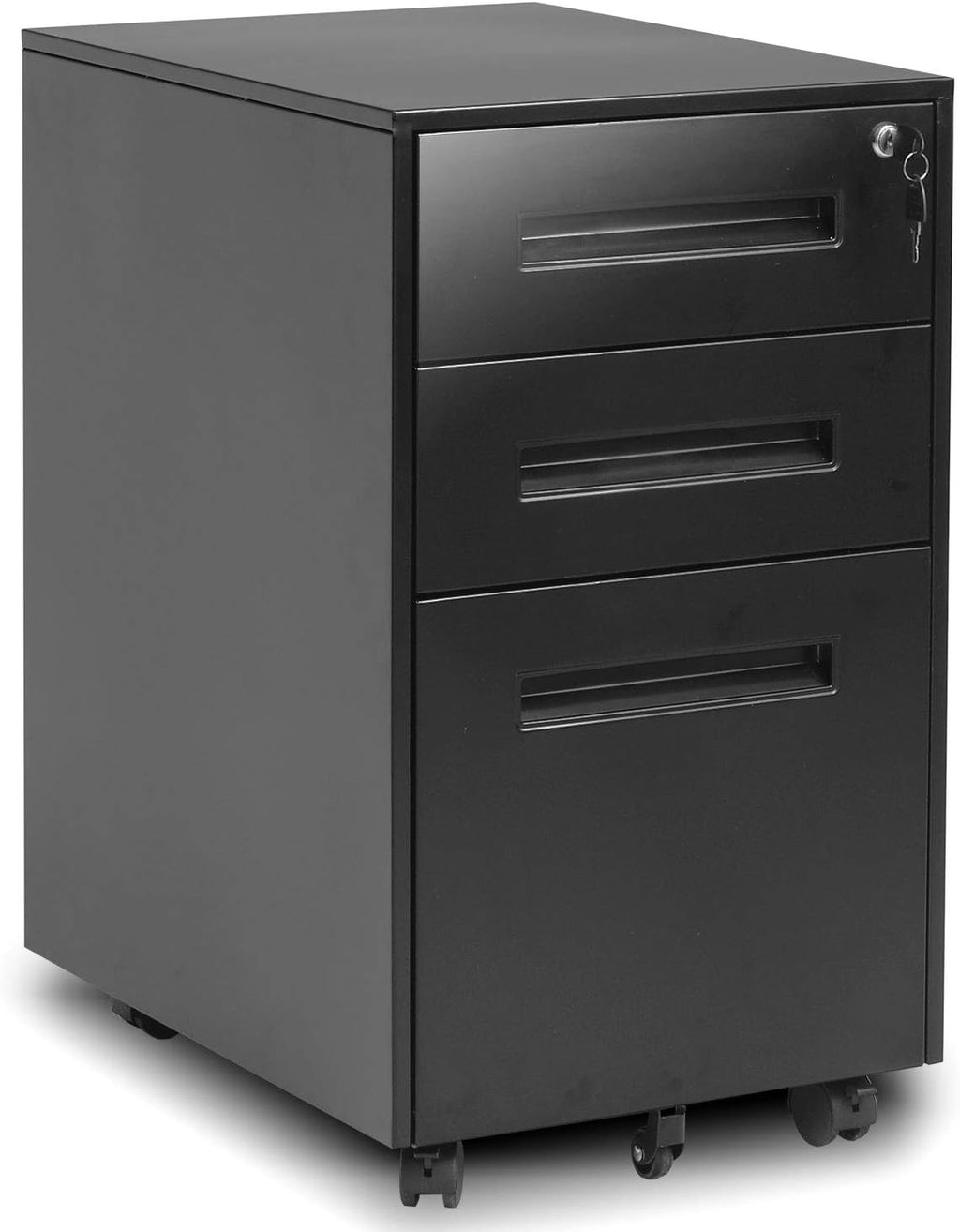 Black 3 Drawer Metal Mobile File Cabinet S1053