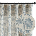 Sage Green Linen Floral Curtains 84 Inch Length Set 2 Panels I39238