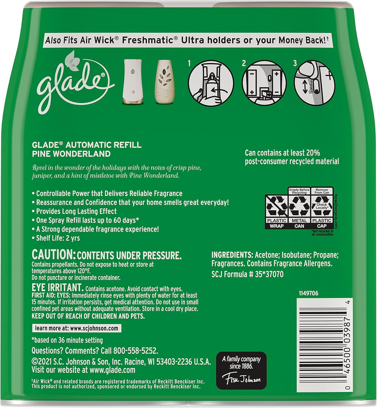 Pine Wonderland 6.2 Oz 2 Count Automatic Spray Refill Z8284