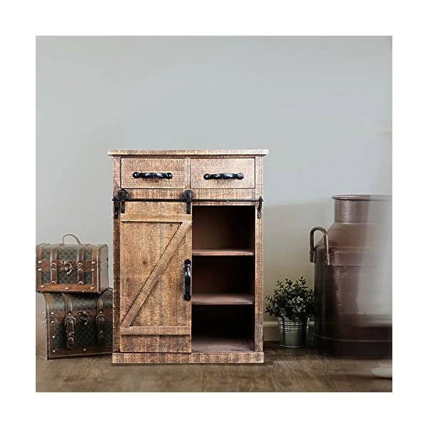 Rustic Wood End Table Console Cabinet Storage Cabinet W576132