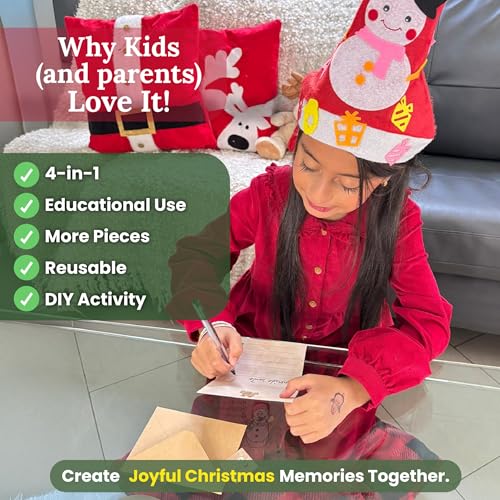 4-in-1 Felt Christmas Tree Wall Set with 32 Velcro Ornaments I842449