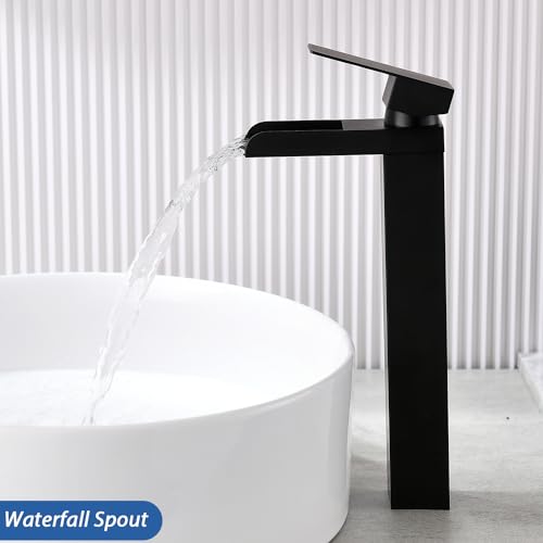 Black Single Handle Bathroom Faucet with Pop-up Drain and Hose B799