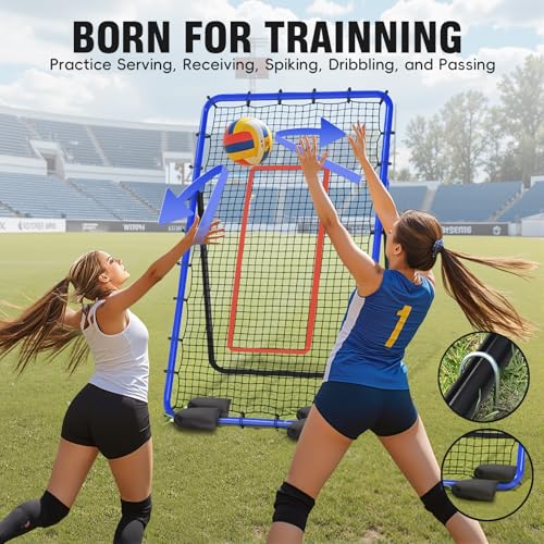 5 Angles Adjustable Volleyball Rebounder Net 7x4 Ft D539