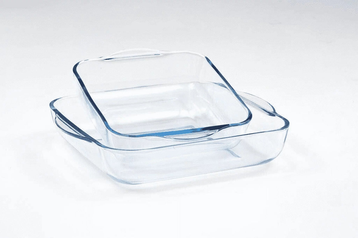 Set of 2 Large Oven Safe Square Glass Baking Dish Q8614