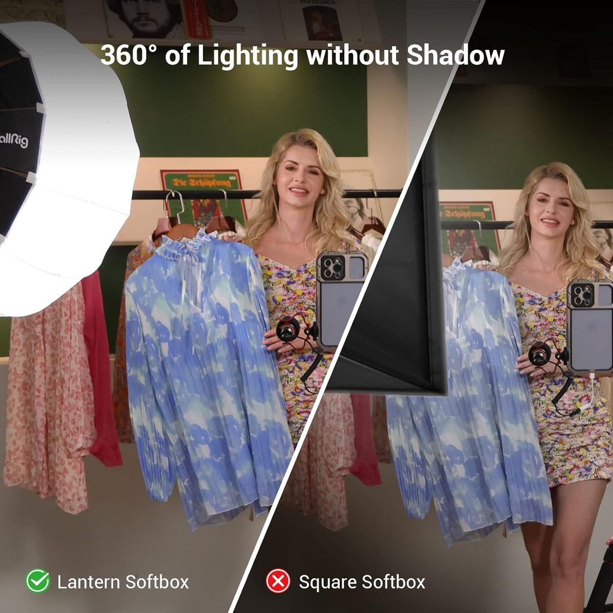 26in Lantern Softbox Light Modifier with Fabric Barn Doors O215